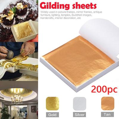 200 arkuszy imitacja złotej folii papierowej złocenie liści DIY rzemiosło artystyczne papier urodzinowy tort weselny dekoracje deserowe