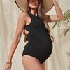 Maternity One-Piece Swimsuit for Women, Loose Tummy Control Backless Swimwear, Sexy Pregnancy Monokini Bathing Suit