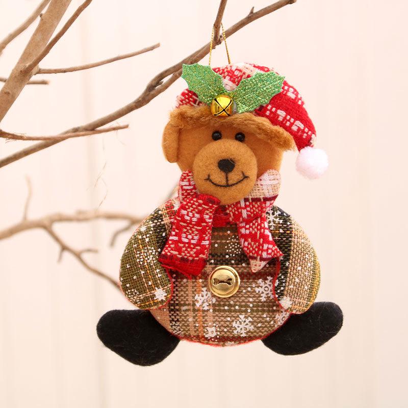 Christmas Tree Plush Ornaments Cute Santa Claus Snowman Reindeer Tamer Bell Doll Hanging Pendant Go Home
