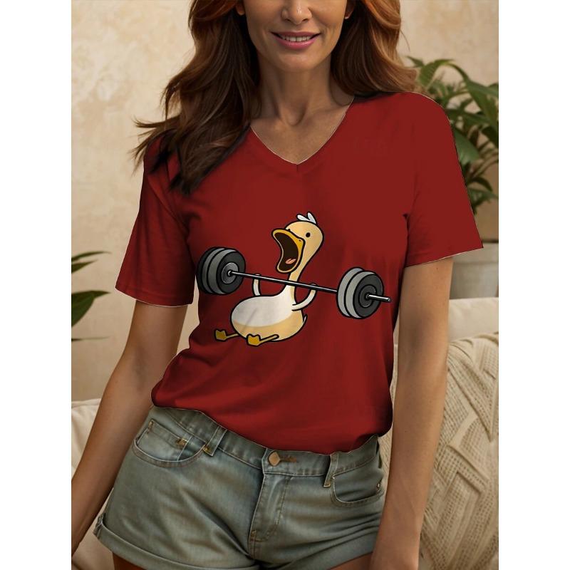 Summer Women's T-Shirt Sports Duck Print Casual Short-Sleeved 3d T-Shirt Fashion Street Oversized Women's Clothing