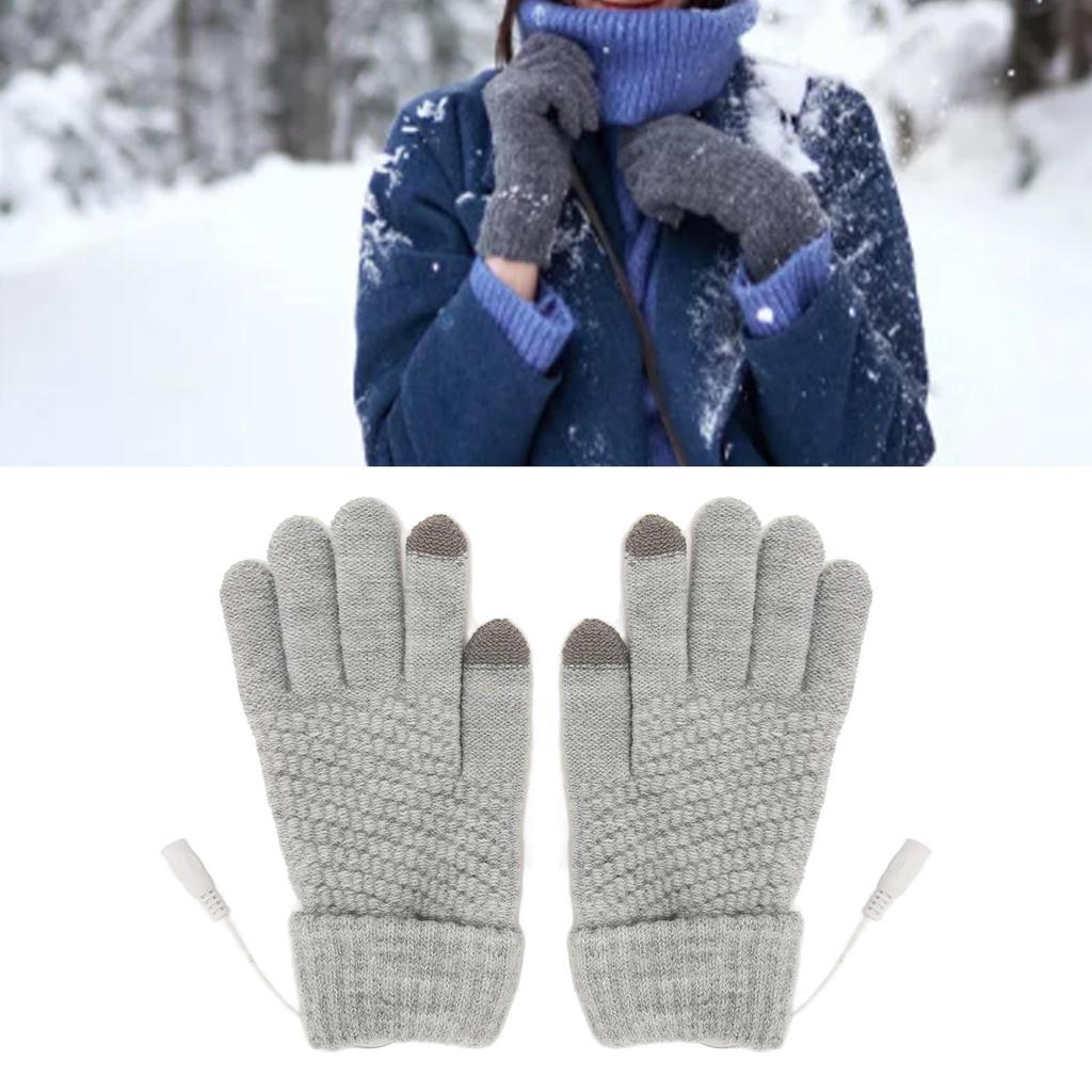 USB Heated Gloves Thicken Detachable Electronic Warming Knitted Gloves for Autumn Winter