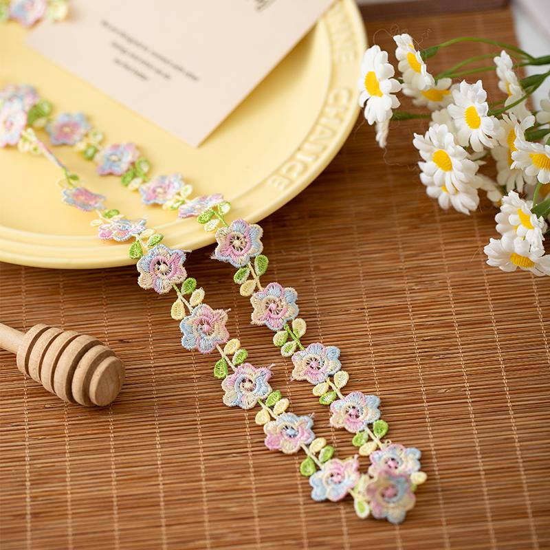 2meters/Lot Flower Embroidery Lace Fabric Ribbons For Needlework Clothing Sewing Accessories Sewing Materials Home Decorative