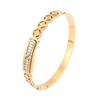 Fashionable Stainless Steel Inlaid Zirconium Copper Money Bracelet for Women Gold Cut Hollow Bracelet Party Daily Jewelry