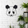 Large Black Iron Panda 1pc Metal Wall Art - Geometric  Design Indoor/for Home, Office, Cafe - Durable Holiday Gift for Christmas