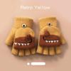 Children's Flip-Top Half-Finger Winter Gloves - Crystal Mink Dinosaur Design