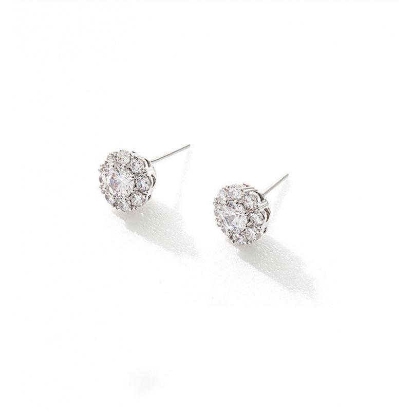 Korean Style Zirconia Stud Earrings - Elegant Minimalist Sparkly Micro-Set Design