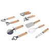 9pcs Kitchen Utensils Wooden Handle Stainless Steel Easy Cleaning Wear Resistant Colorful Package Co