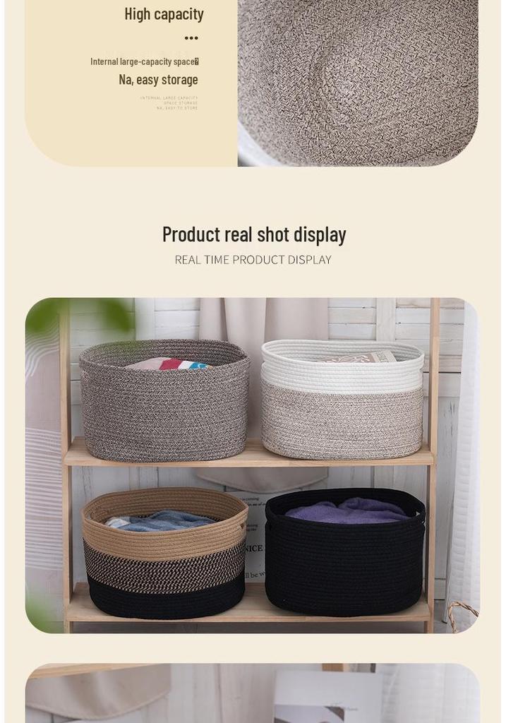 Large Cotton Rope Woven Basket for Living Room Storage - Ideal for Toys and Sundries