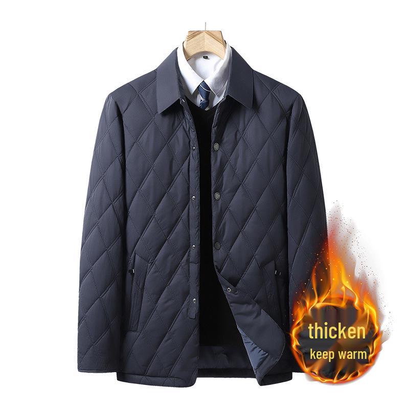 Jaqueta de Penas Masculina Espessa Quente Casual de Negócios - Corta-vento Outono/Inverno com Lapela