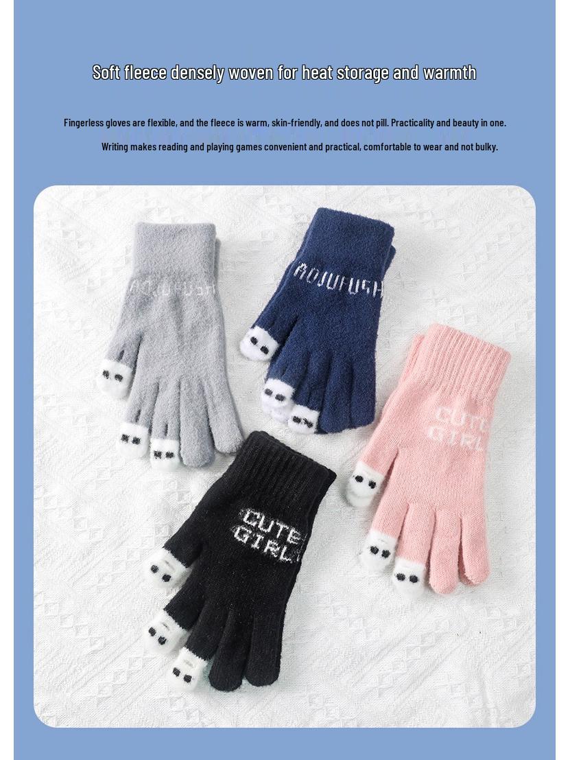 

**Эксклюзивное предложение**: Женские осенне-зимние перчатки без пальцев с сенсорным экраном - Утепленные в корейском стиле для вождения и езды**