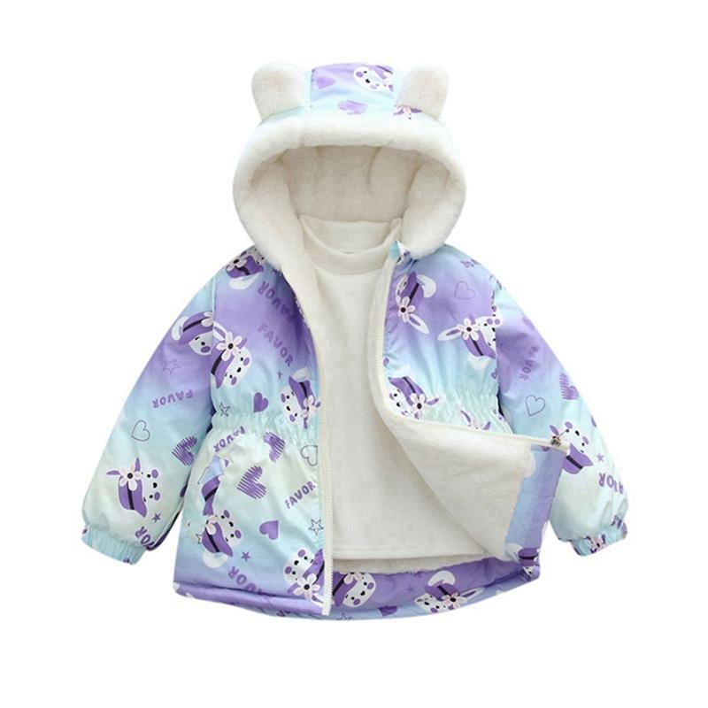 

Детское теплое пальто с капюшоном для девочек 2-10 лет, зимняя ветрозащитная флисовая куртка на молнии 90