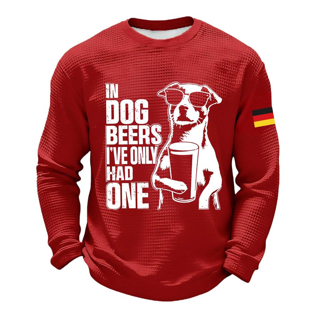 Men's Casual Loose Fit Crew Neck Sweatshirt with Graphic Print Long Sleeve Comfortable Pullover for Everyday Wear