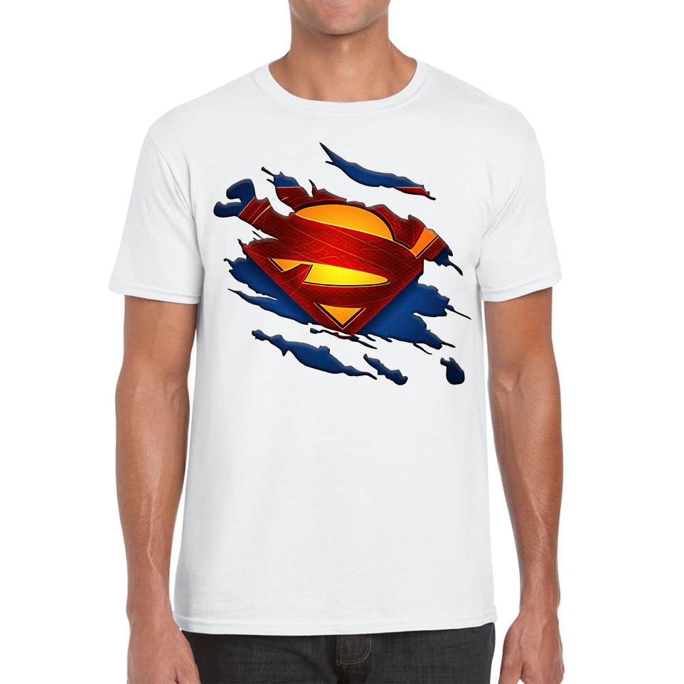 Superman Torn Effect Mens T Shirt Womens Tops Tees S
