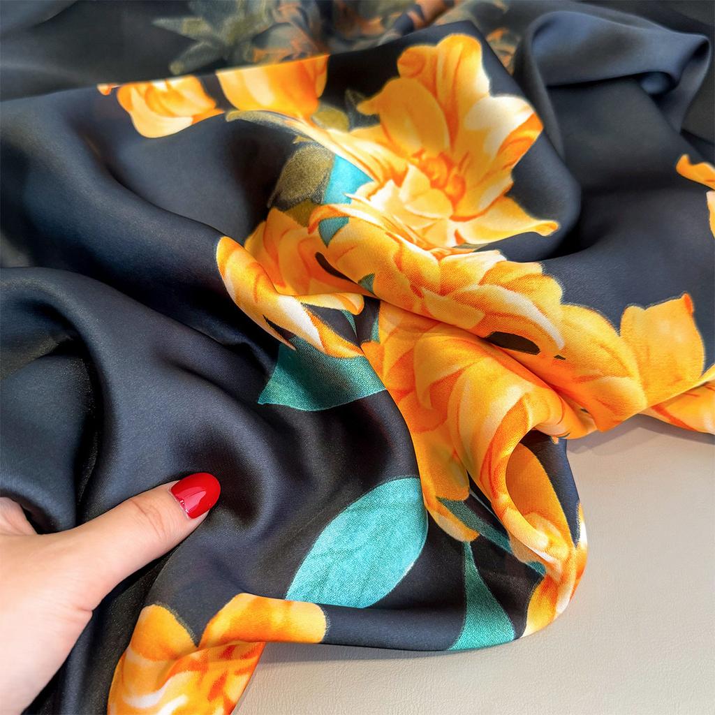 Print Large Shawl Wraps Black Scarf For Travel Women Luxury Brand Satin Headband Hijab Turban Foulard Summer Beach Stoles