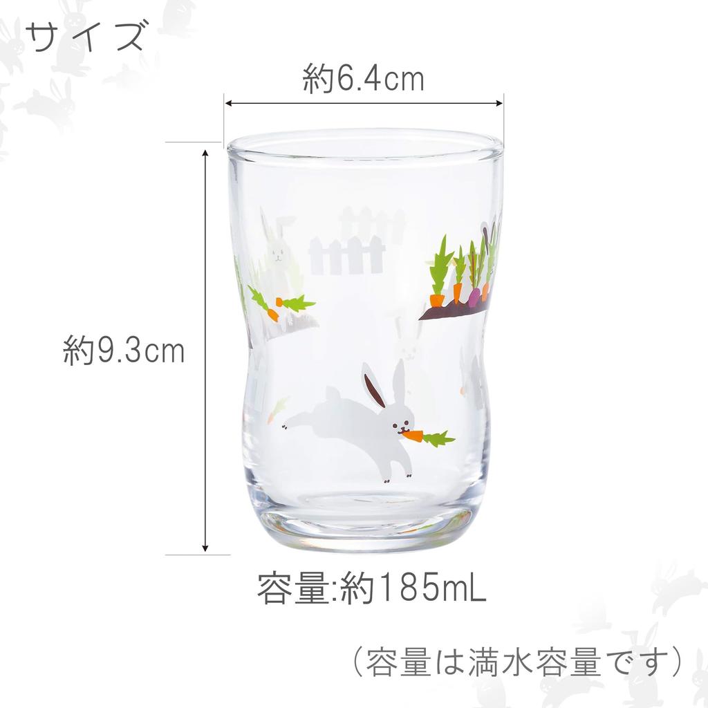 Tsuyoiko Glass M Hide and Seek Rabbit Set of 4 In Kraft Box Made In Japan Durable Tableware Reinforced Glass Birthday Gift Present Easy To Hold