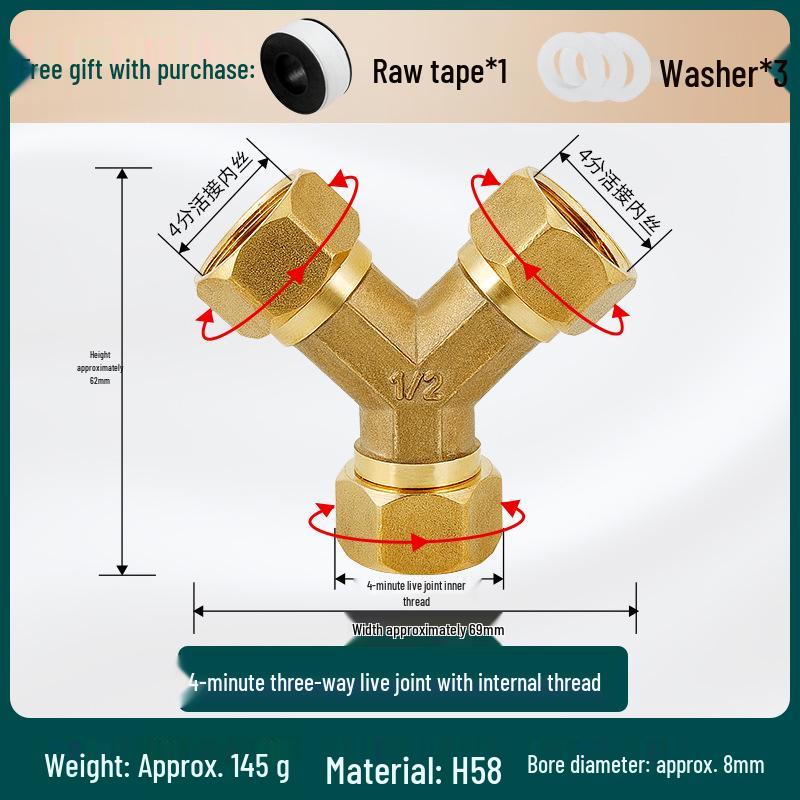 Conector Rápido de Cobre Puro de Gran Caudal Macho/Hembra Tipo Y con Tuerca Móvil Codo Distribuidor de Agua