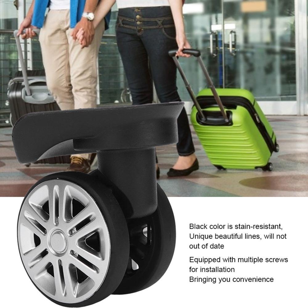 1 Pair PP+PET Roller Mute Suitcase Wheels 360 Degree Swivel Black Replacement Casters Suitcase Replacement Wheels