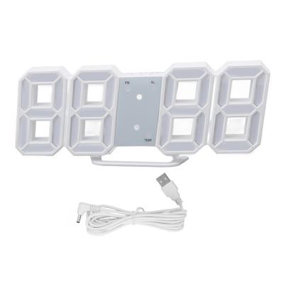 3D LED Dijital Saat Zaman Sıcaklık Göstergesi Gece Lambası Alarm Fonksiyonu Beyaz 3D Dijital Saat için