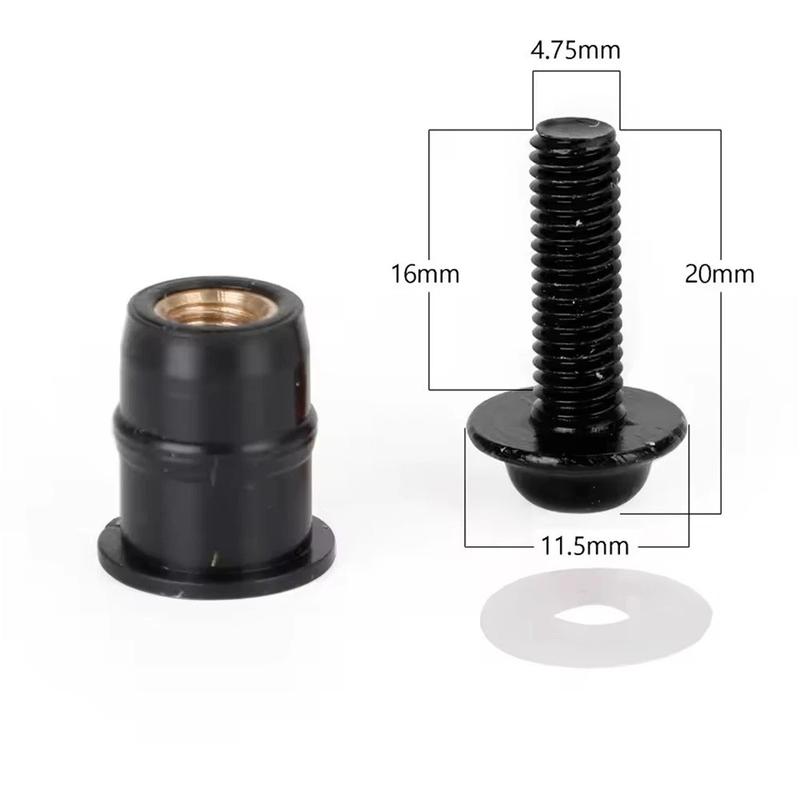10pcs Universal Motorcycle Windscreen Bolt Washer Kit M5x16mm Black Aluminum Nut Replacement For SUZUKI KAWASAKI