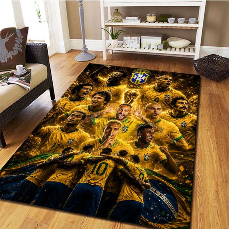 Brazil National Football Team Carpet Rug for Living Room Bedroom Home Sofa Decoration,Kids play Non-slip Floor Mat