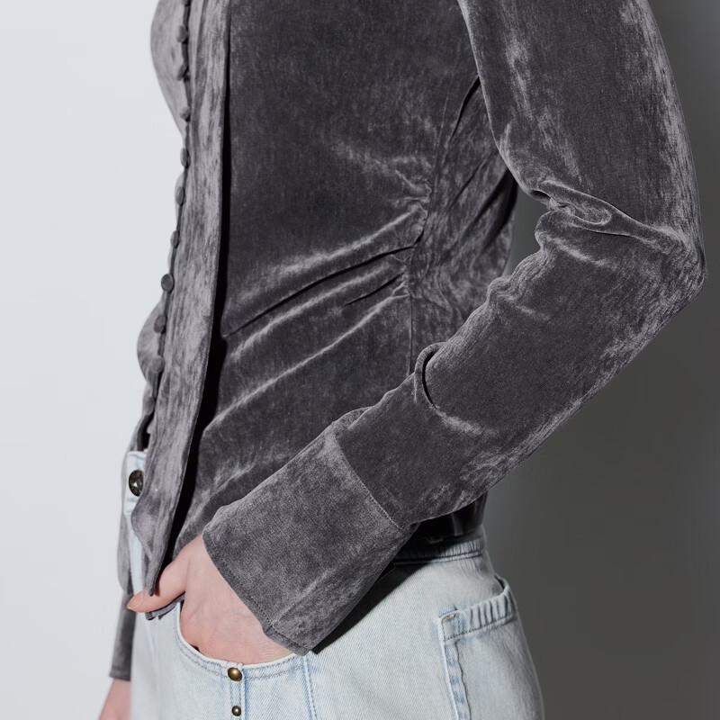ONLY Women's Velvet V-Neck Long-Sleeve T-Shirt