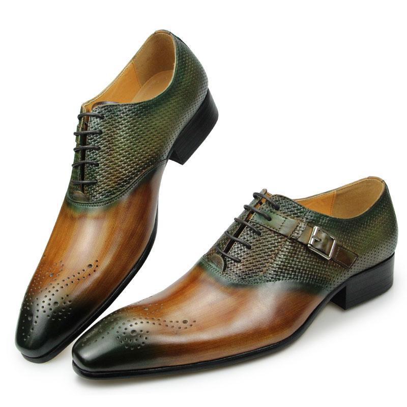Fashion Wedding Office Shoes For Men Oxford Business Cowhide Leather Upper Dress Shoes Pointed Toe Lace Up Fashion Shoes Man Handmade