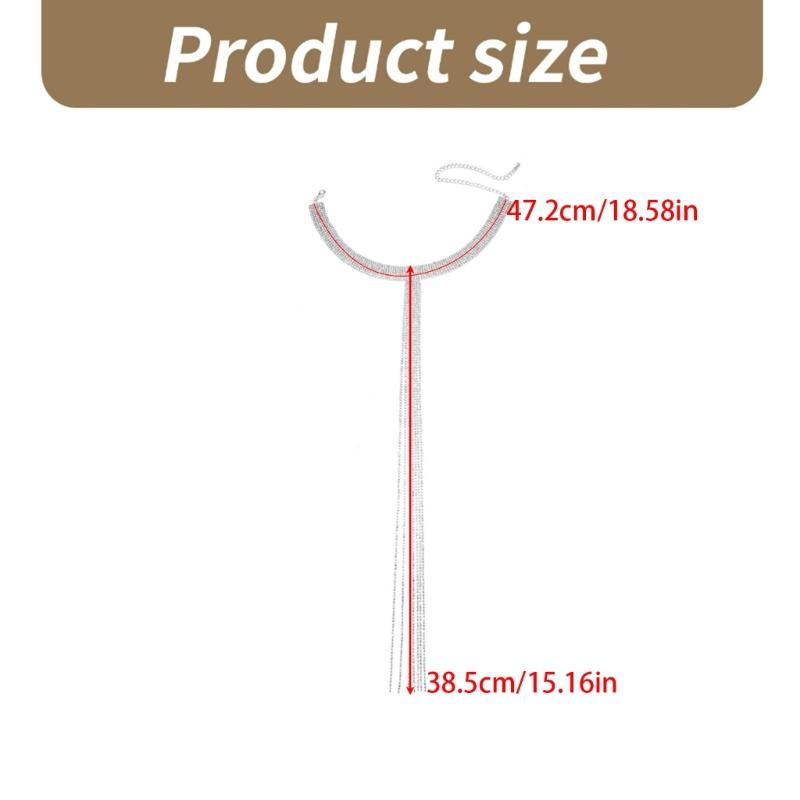 Elegant Diamond Tassels Choker Necklace for Women Adjust Clavicle Chain Party Wedding Necklace Fashion Jewelry Girl Gift