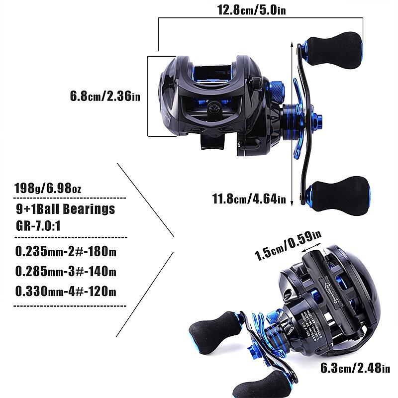 Baitcaster Rod FISHDROPS Baitcaster Reels, CNC Aluminum Spool