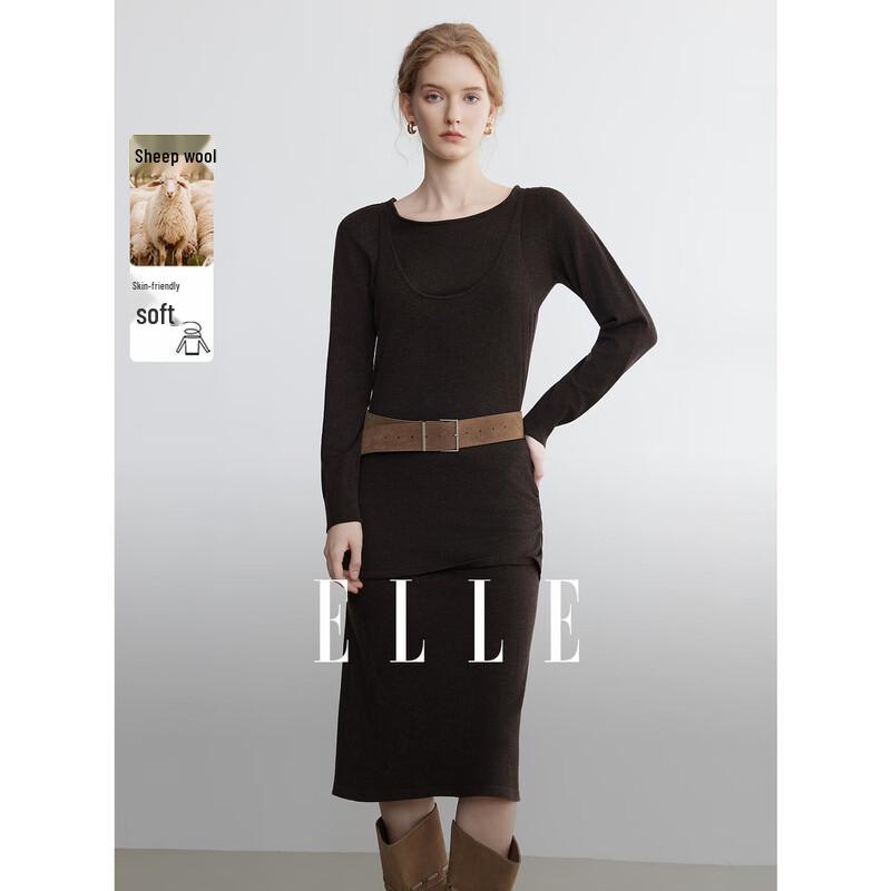

ELLE Elegant Faux Two-Piece Slim Dress S