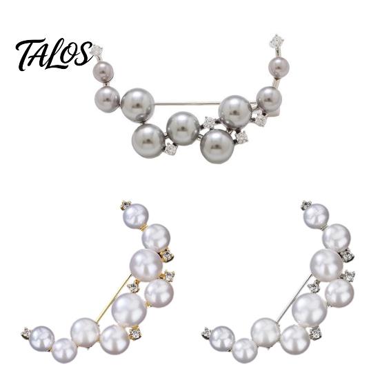 Brooch Pin, Curved Design Imitation Pearl Lapel Pin, Pearlescent Texture Badge for Coats Shirts Scarves Accessories