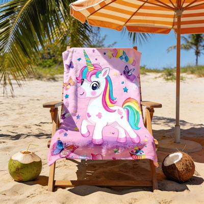 Cute Unicorn Beach Towel, Polyester Super Absorbent Rapid Drying Comfortable for Outdoor Vacation Birthday Gift Men Women