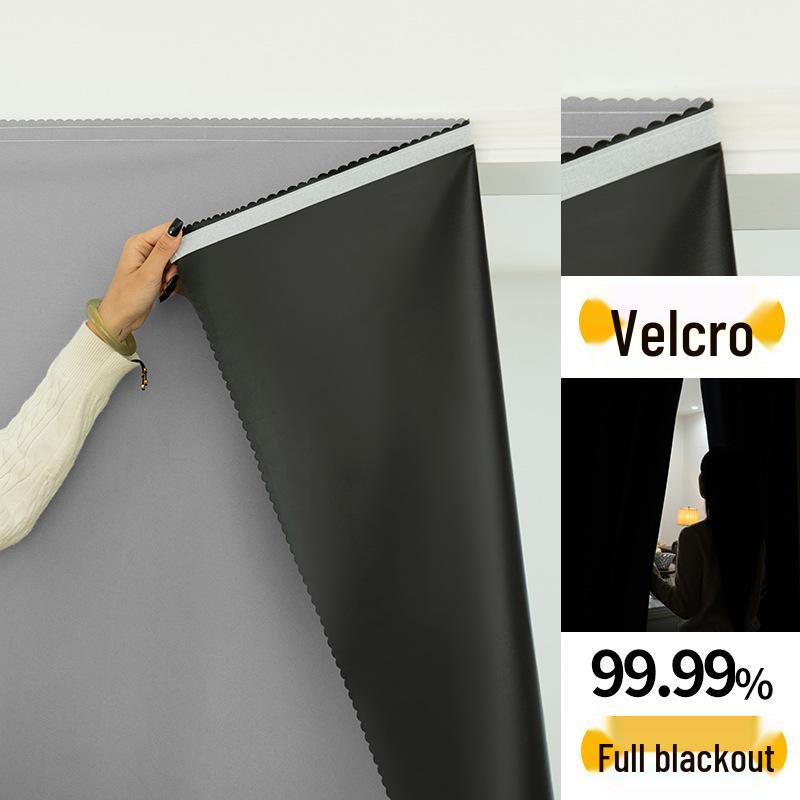 Velcro Blackout No-Drill Curtains: Room Divider, Bay Window & Small Window Self-Adhesive Coverings