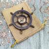 Brass Compass:  Ship Wheel, Engraved Gift