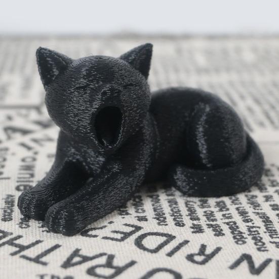 xiaobudian 3D Printed Cat Ornament, Realistic Plush Texture Figurines, Black White Cute Healing Sculpture, for Desk Car Bookshelf Decor