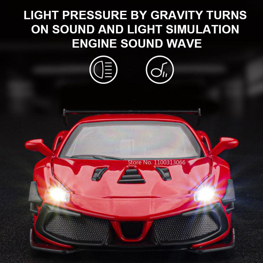 1:32 F488 Sport Car Model Toys Alloy Diecasts Metal Pull Back Sound Light High Simulation Vehicle For Collection Children Gifts