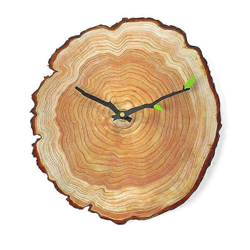 Home Furnishing Creative Wall Clock 12-inch Annual Ring Quartz Clock Wood Grain Clock (A)
