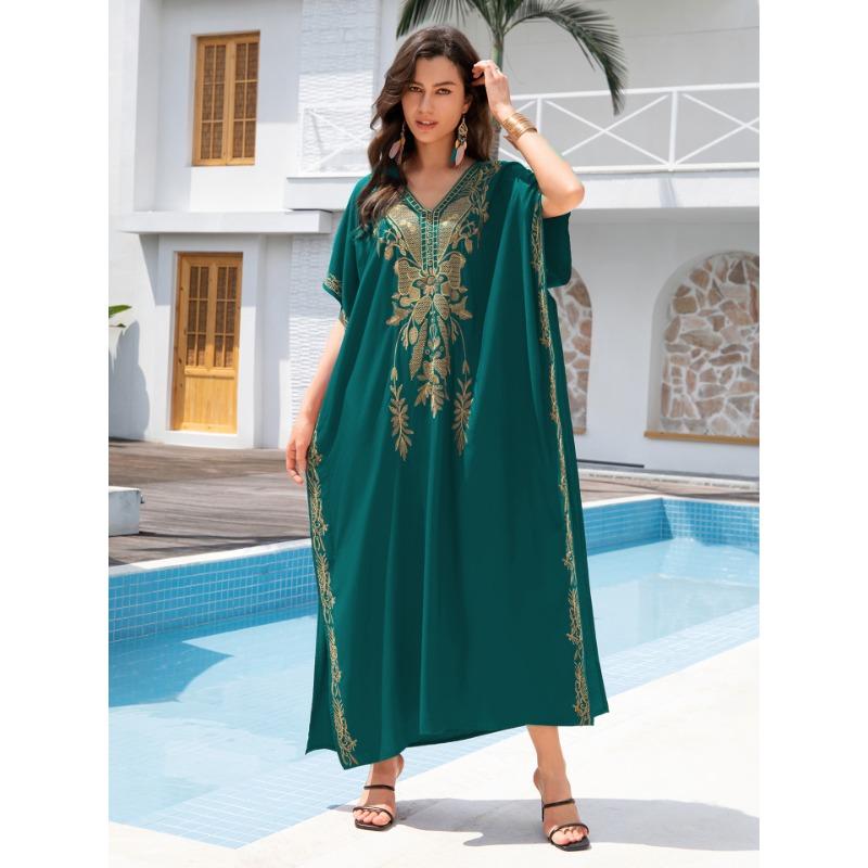 

Женская мода лето весна цветочный узор принт рукава 1/2 V-образный вырез свободная талия повседневные платья Size: One Size