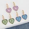 1 Pair Cute Gradient Color Heart-shaped Hoop Earring- Vintage Colorful Enamel Love Heart Dangle Drop Earring for Women Girl Teen 14K Gold Plated
