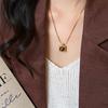 Vintage Square Pleated Tiger's Eye Pendant Necklace with Clavicle Chain Design