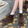 Platform Women Snow Ankle Boots Suede Short Plush Cotton Flats Shoes 2025 Trend Warm Casual Cozy Non-slip Winter Botas De Mujer