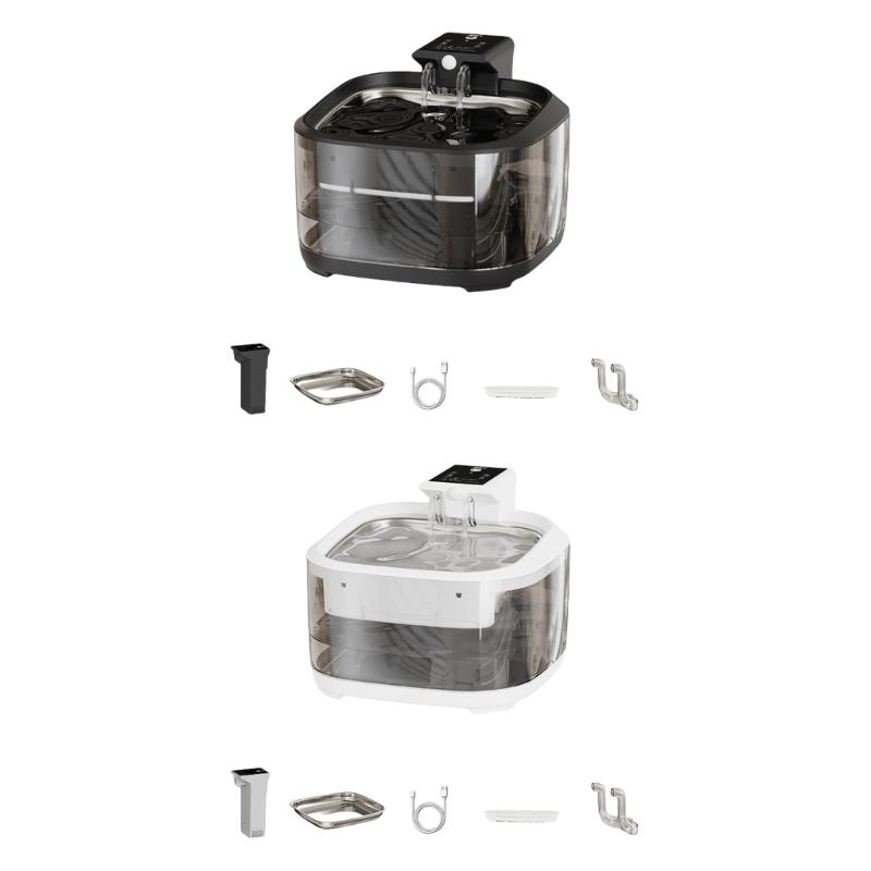 USB Rechargeable Pet Water Fountain 5000mah Battery Large Capacity 4.5L Quiet Operations for Cats Small Dog Watering Use