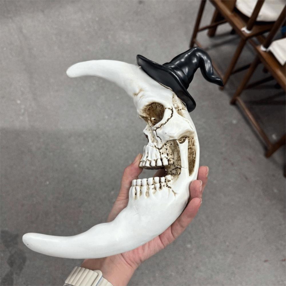 Waterproof Spooky Halloween Skull with Hat Skull Moon Hanging Decoration  Escape Room