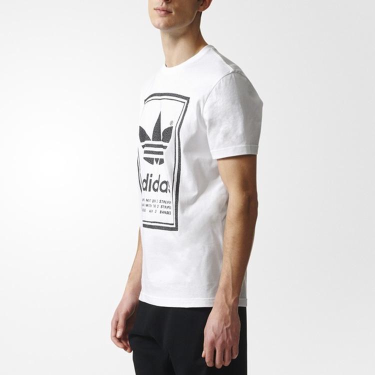 Adidas Originals Double-Sided Print Big Logo Casual Short Sleeve T-Shirt Men Tops White BS3136