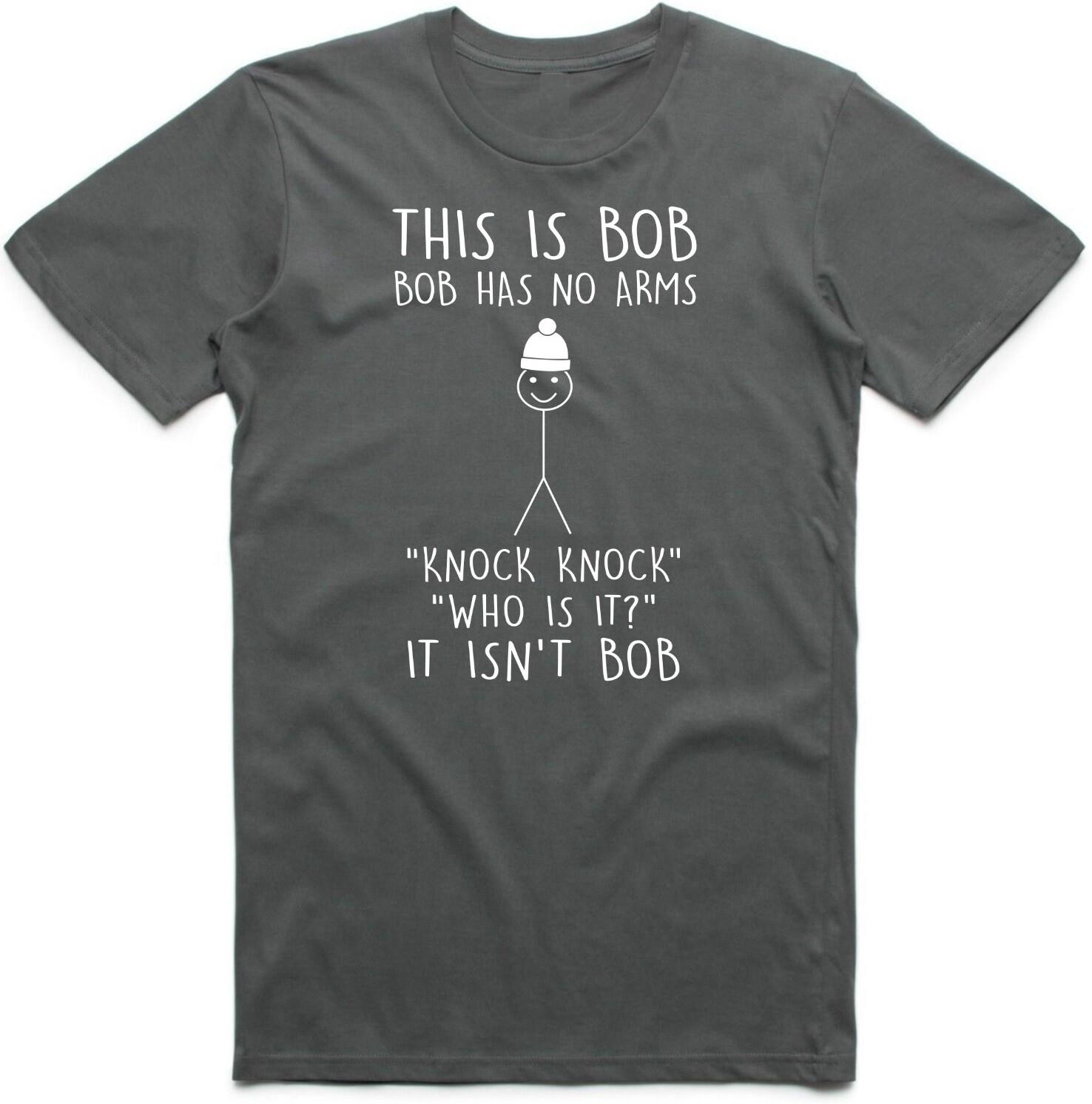 This is Bob has No Arms Knock Knock Stickman Joke Funny T-Shirt Top Tee S разноцветный