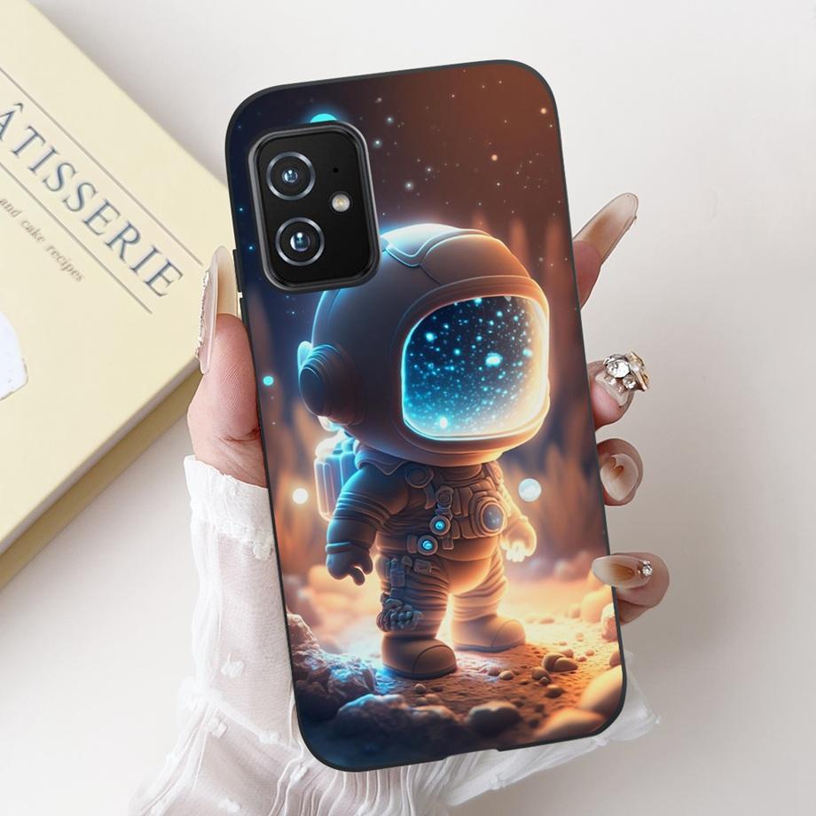 Per Custodia ASUS ZENFONE 8 ZS590KS Astronauta Drago Animali Cartoni Animati Stile Cool Silicone Morbido Copertura Nera per Telefono Per ASUS ZS590KS Borsa