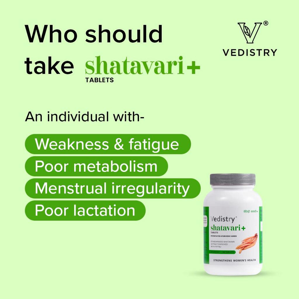 Vedistry Shatavari+ Tablets 60 CountX Pack of 3 for Women’s Wellness Energy Hormonal Balance Fertility