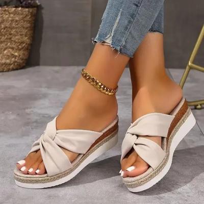 Women Slippers Platform Slippers 2025 New Work Shoes Open Toe Casual Wedge Sandals Large Size Flat Slides Women