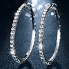 Elegant Big Circle Round Hoop Earrings Women Rhinestone Inlaid Wedding Jewelry