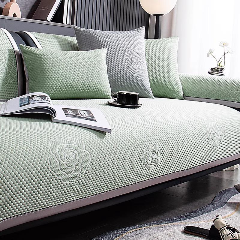 Summer Non-slip Sofa Cover Rose Cooler Sitting Cushion Simple Modern Sofa Cover Ice Silk Sofa Cushion