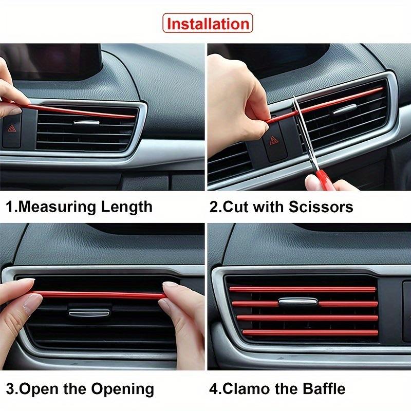 10 Pcs Car Air Conditioner Vent Trim Strips Chrome Plated Interior Moulding Accessories